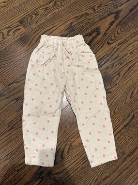 Zara Cream Kids Pants with Pink Floral Dots